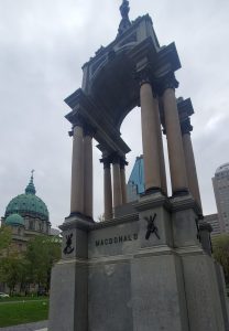 Empty podium where Sir John A Macdonald statue once was