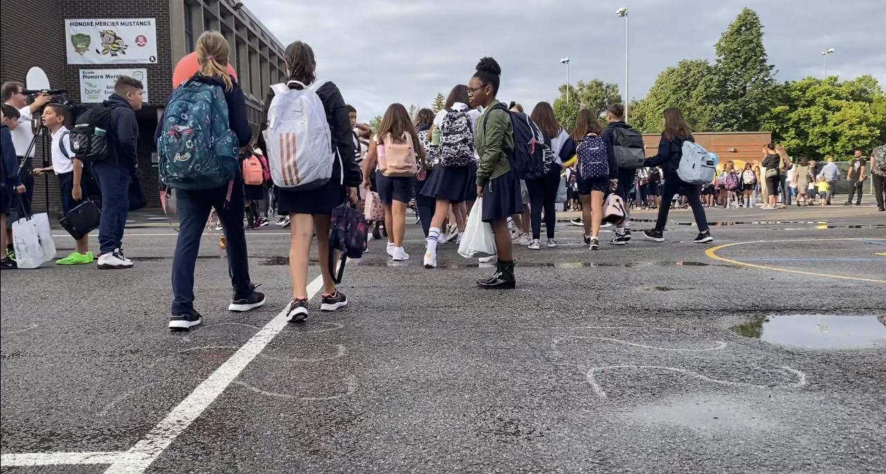 Students Honore-Mercier elementary school in Montreal