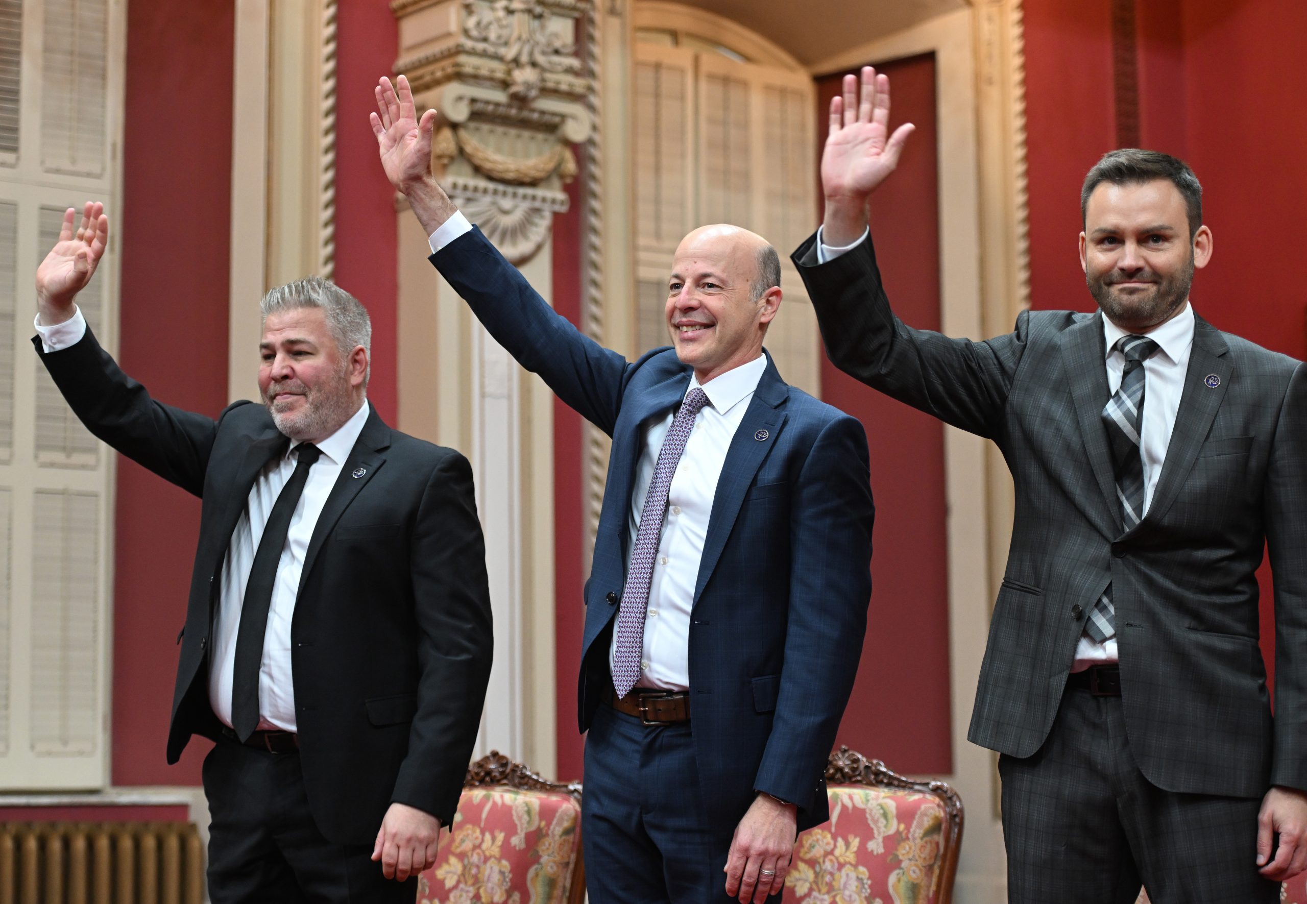 Parti Québécois leader Paul St-Pierre PlamondonPaul St-Pierre Plamondon, Pascal Bérubé, Joel Arseneau