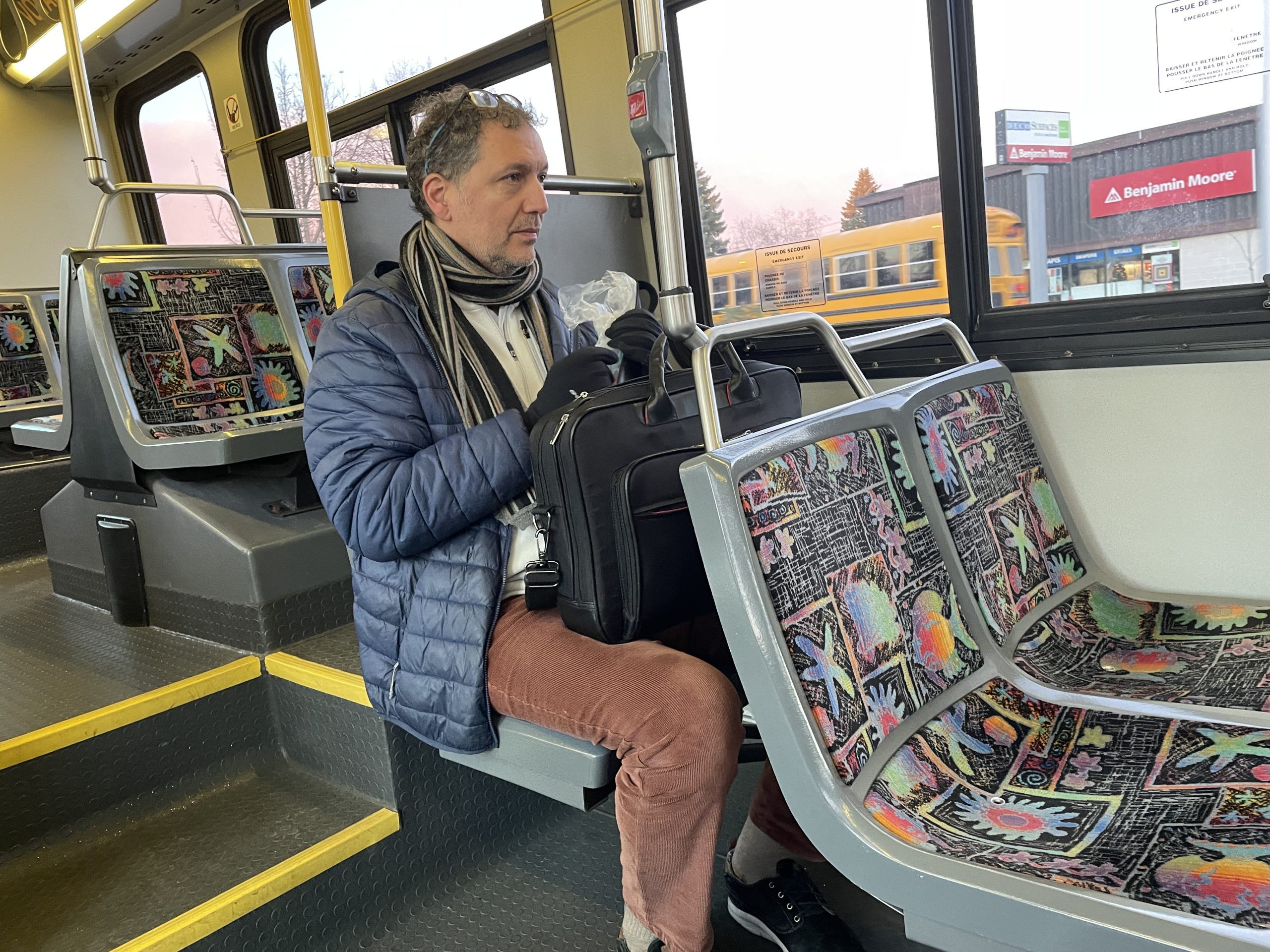 Joe Cefaratti in the free shuttle headed to the South Shore