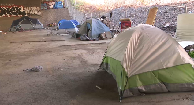 Encampment under the Ville-Marie expressway