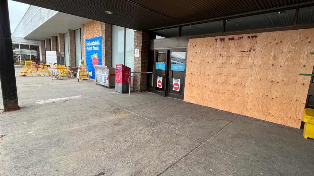 wood panel on storefront