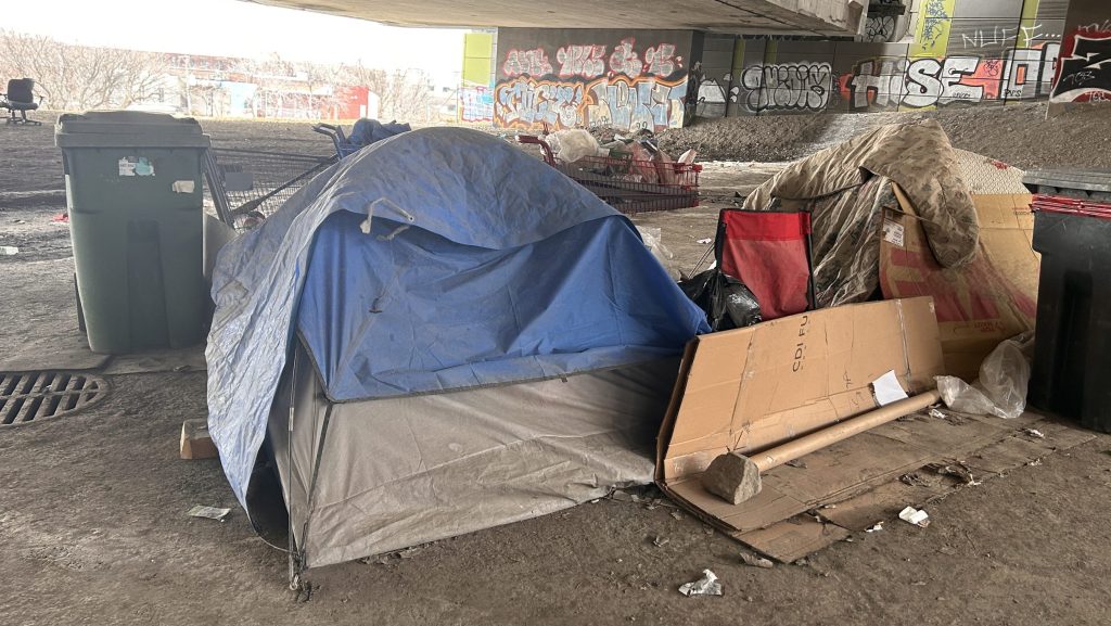 Homeless encampment under Montreal expressway