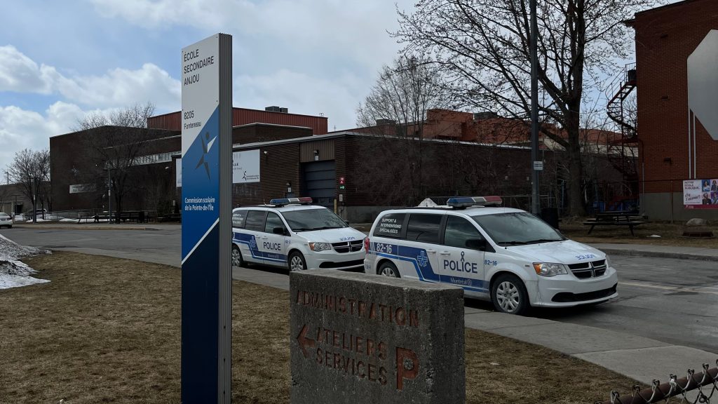 Montreal police presence outside École secondaire d'Anjou