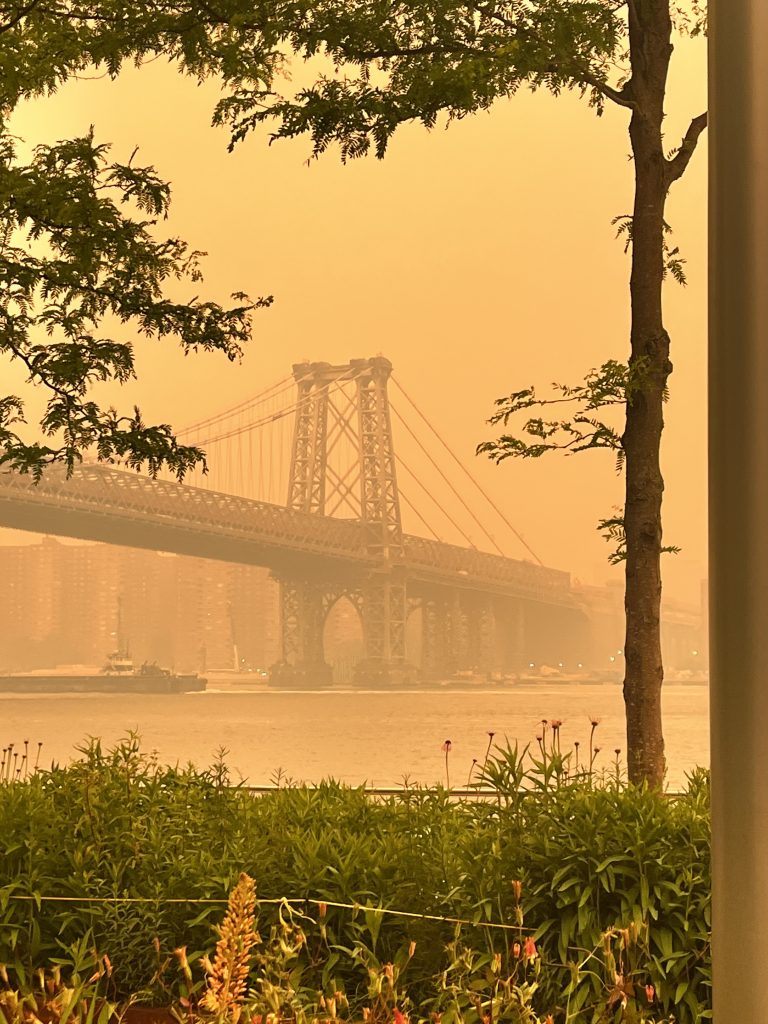 neblina naranja humo ciudad de nueva york