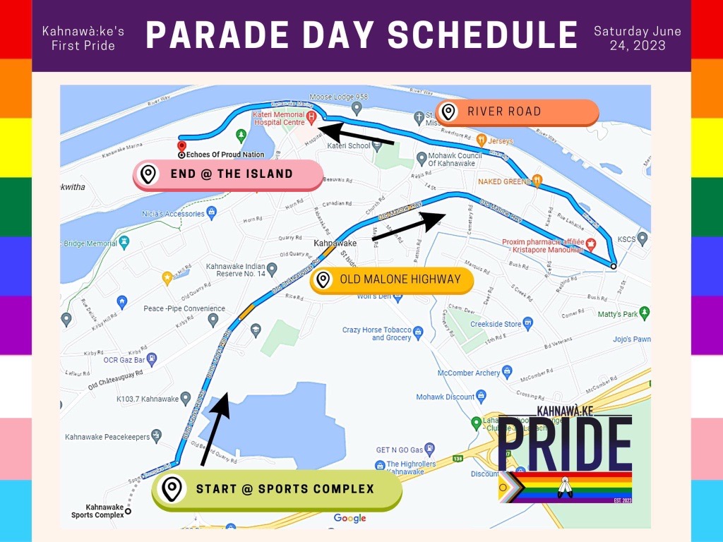 Kahnawake's Pride parade route for June 24th