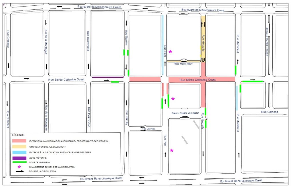 Montreal Sainte-Catherine street west project Mansfield to Stanley, courtesy City of Montreal