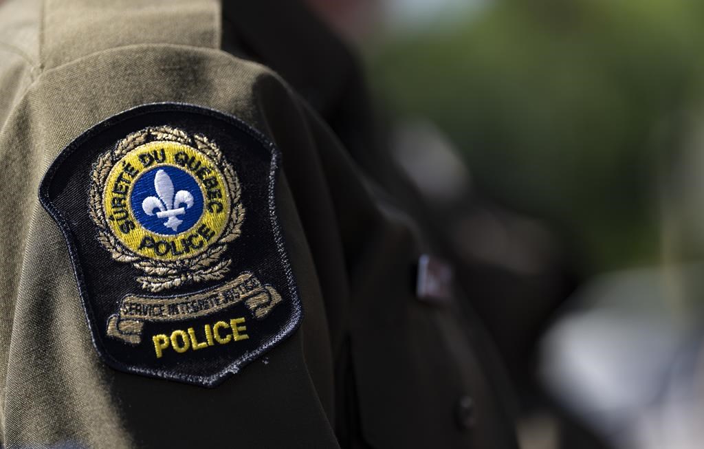 A Quebec provincial police emblem is seen