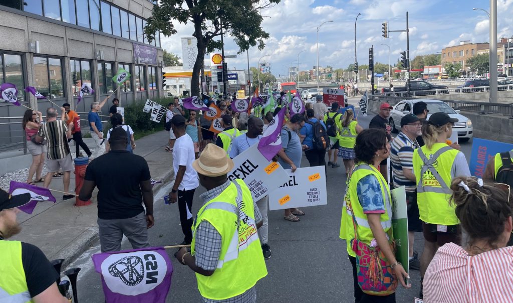 Striking CSN Casino workers at Montreal protest