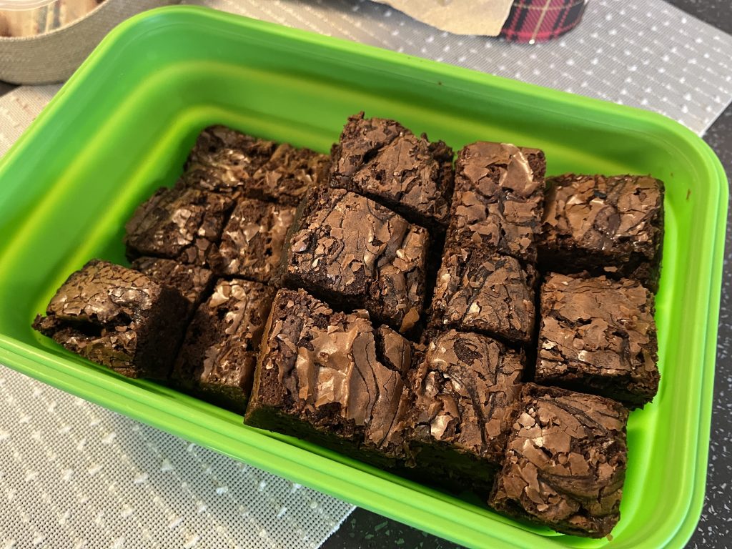 Salted caramel brownies made by Montreal Alouettes super fan Heather Lowengren.