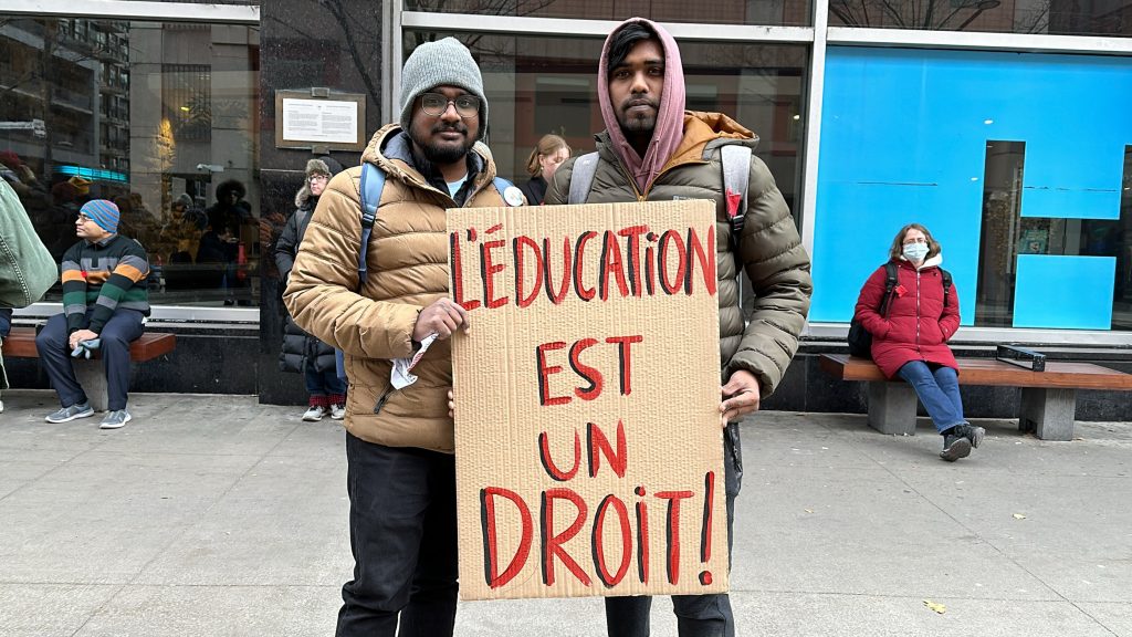 Concordia students protest Quebec proposed tuition hikes for out-of-province students in Montreal. Nov. 30, 2023