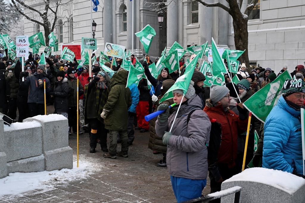 Common Front workers are seen on strike