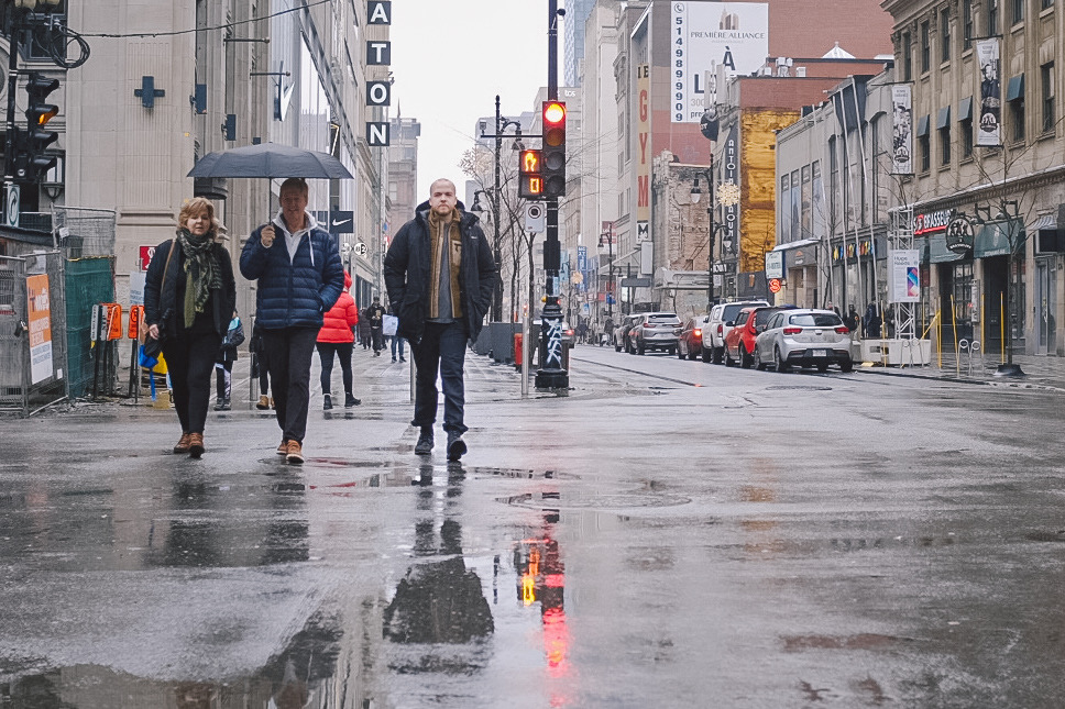 Rain coming down in Montreal