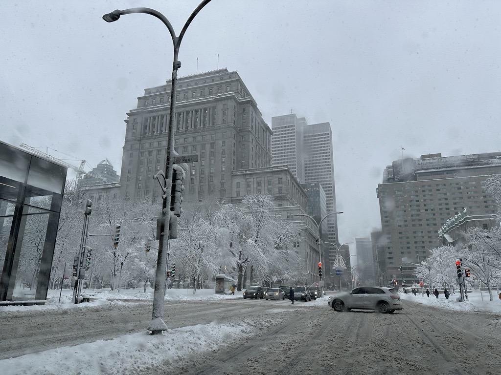 Downtown Montreal snow