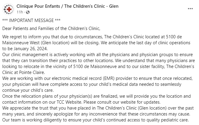 The Children's Clinic - Glen (Montreal)