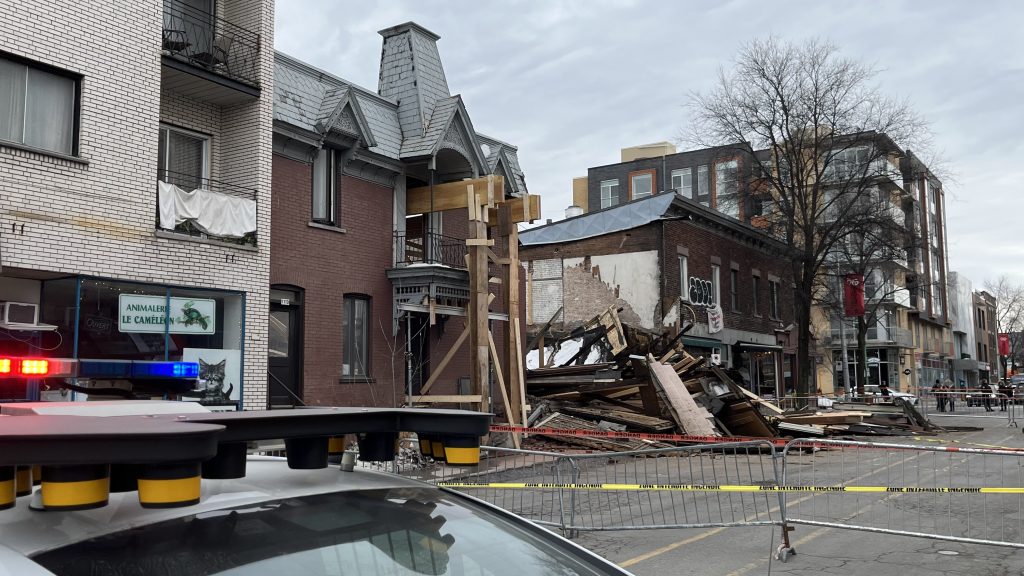 A building is seen collapsed in Montreal