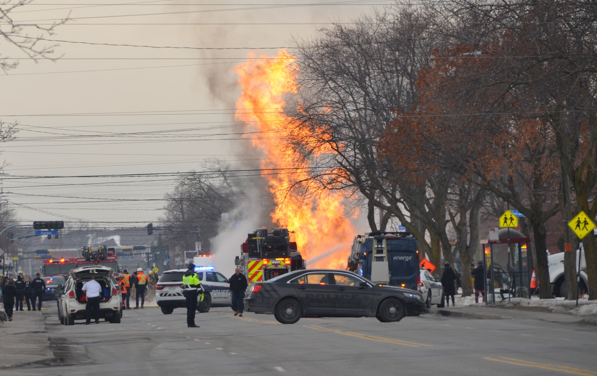 Two daycares evacuated after fire breaks out in Longueuil due to accidental  gas leak amid excavation