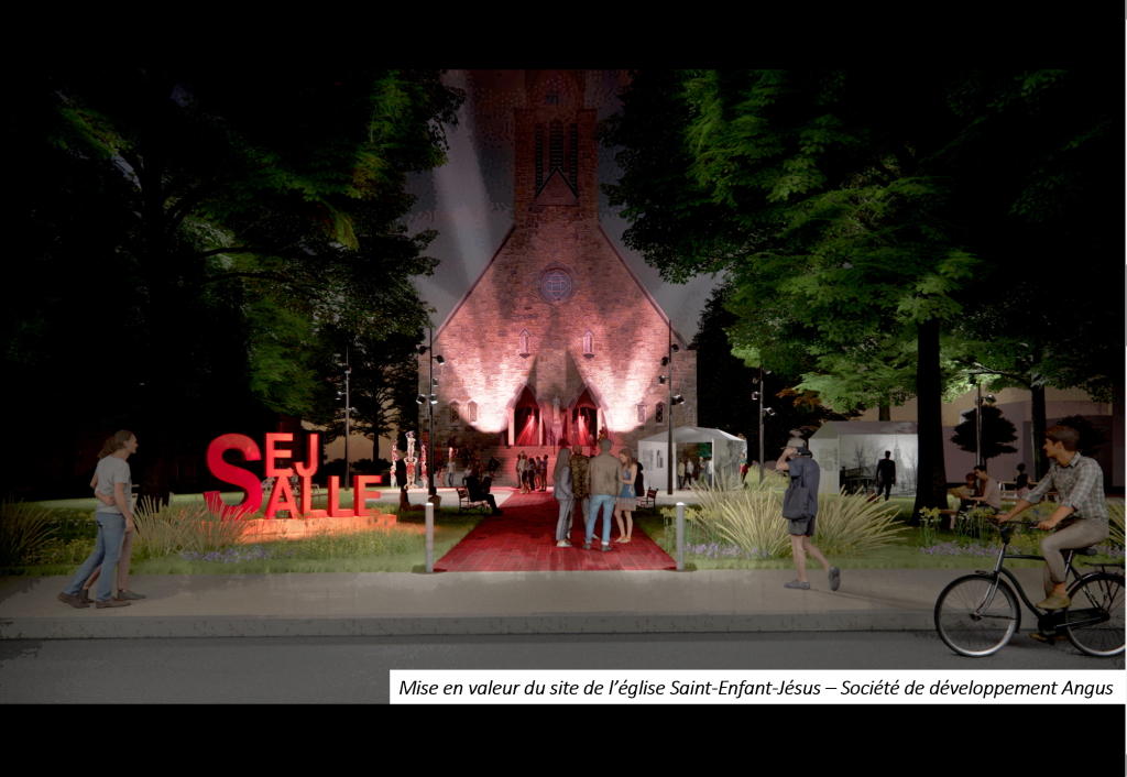 A new developped animation of the Saint-Enfant-Jésus church site is seen.