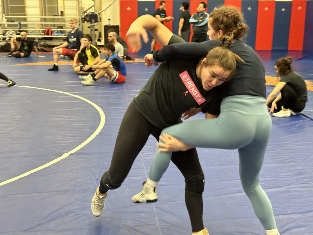 Linda Morais during wrestling practice at the National Training Centre in Montreal.