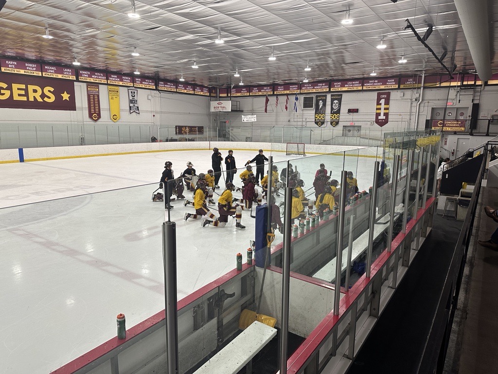 The Concordia women's hockey team is seen at practice