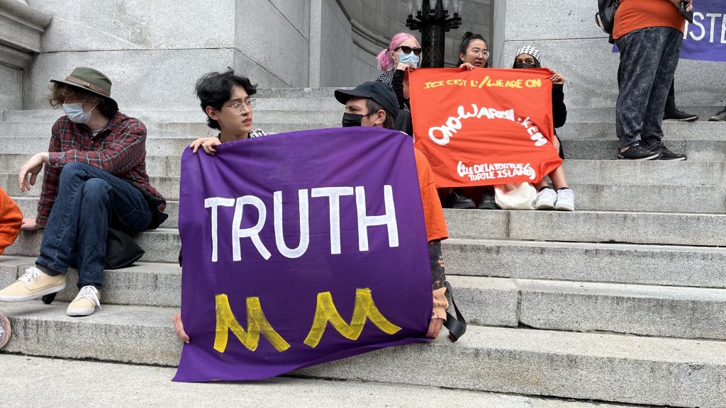 Supporters of the Mohawk Mothers at the Court of Appeal of Quebec in Montreal