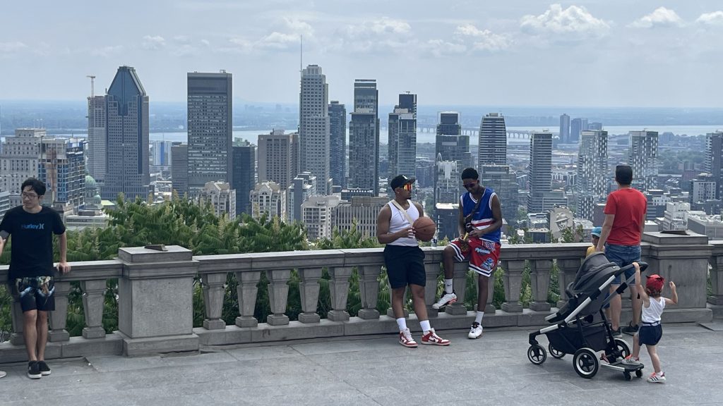 Montreal view from Mount Royal, heat wave, sunny day