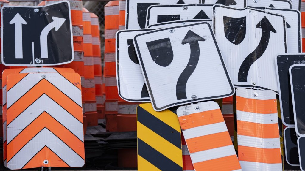 stacks of street signs