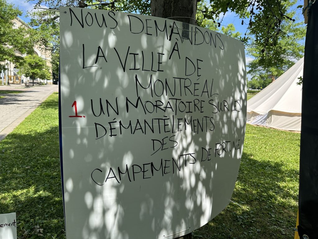 New encampment protesting the dismantlement of homeless encampments in Montreal (July 4, 2024)