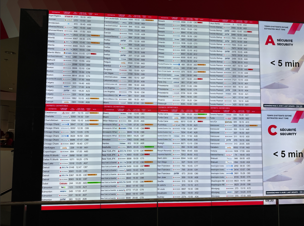 Montreal–Trudeau International Airport flight board