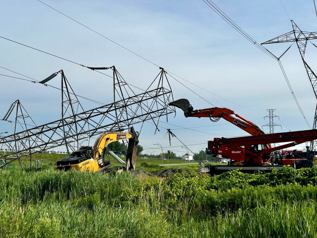 fallen electrical pylon