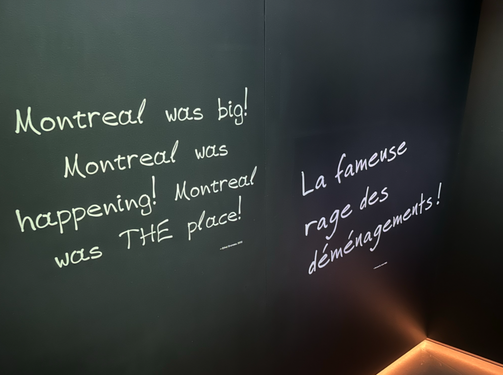 Comments about Montreal are written at an art exhibition