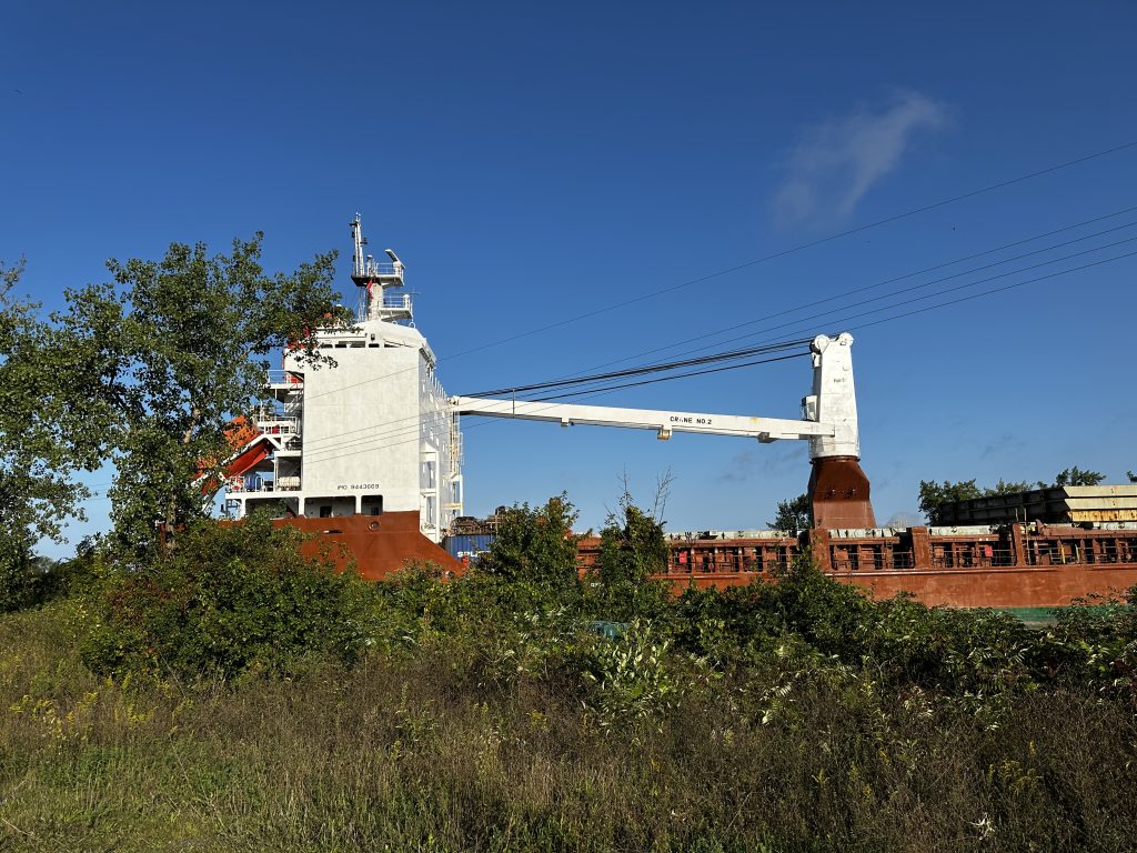 A cargo ship ran aground