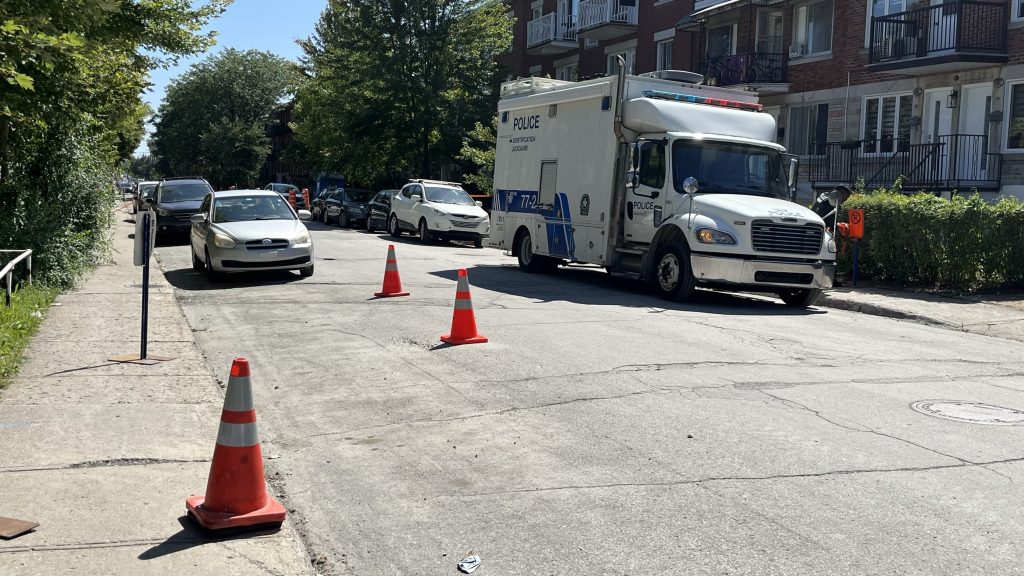 Montreal police on the scene of a murder in St-Michel