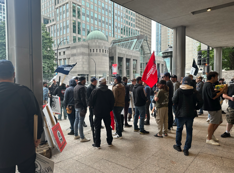 Rail workers strike outside CN headquarters