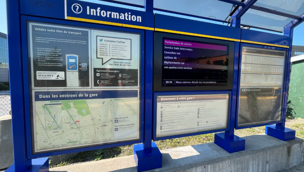 exo Parc train station information sign