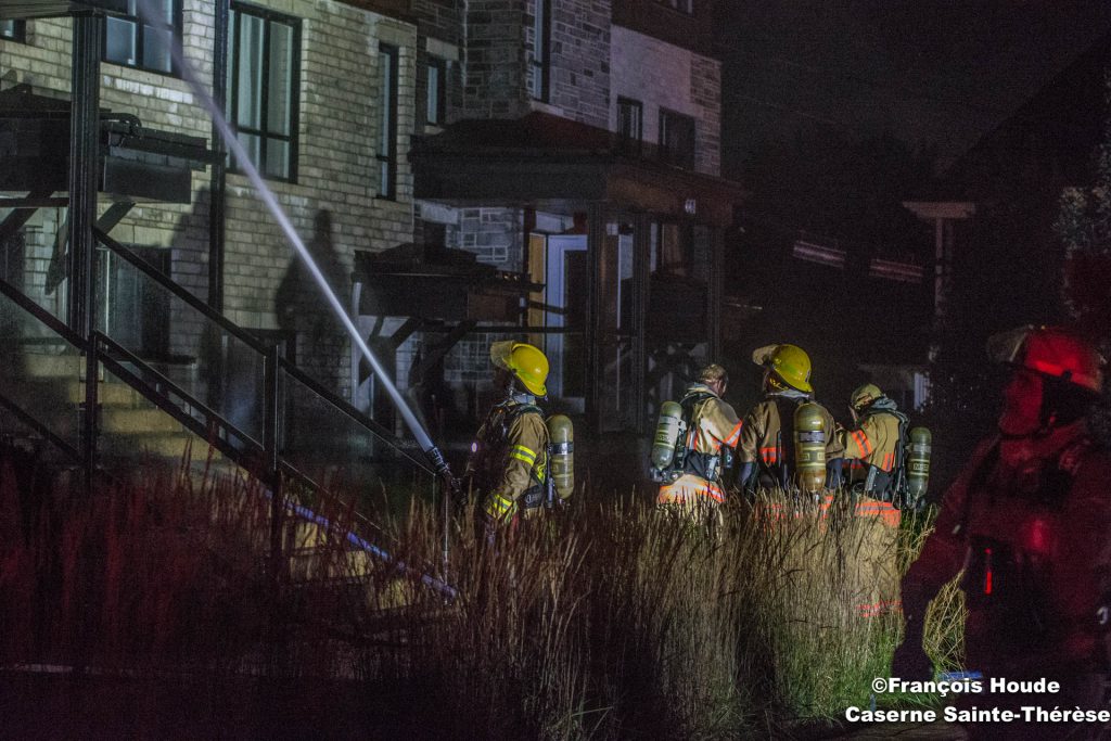 Firefighters extinguish a fire