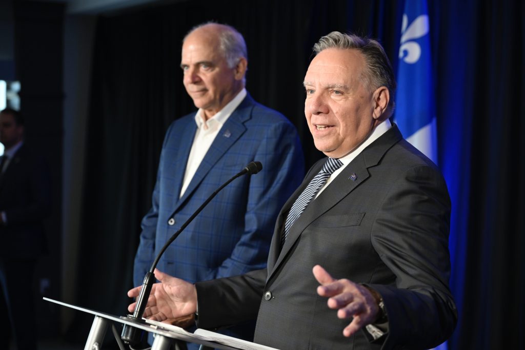 Quebec Premier Francois Legault and Pierre Fitzgibbon