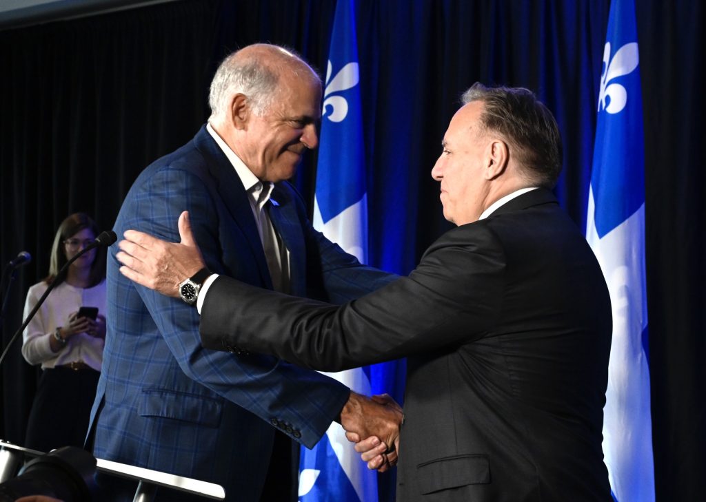 Quebec Premier Francois Legault and Pierre Fitzgibbon