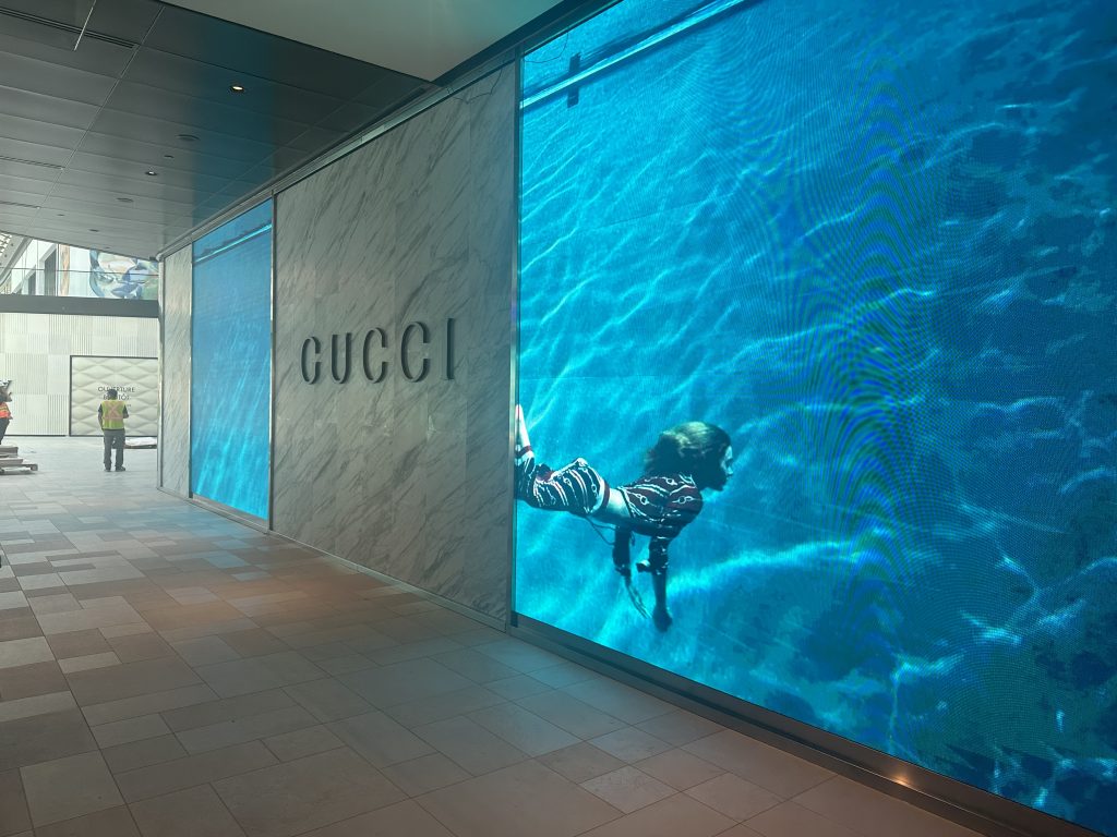 the gucci store is seen at royalmount mall