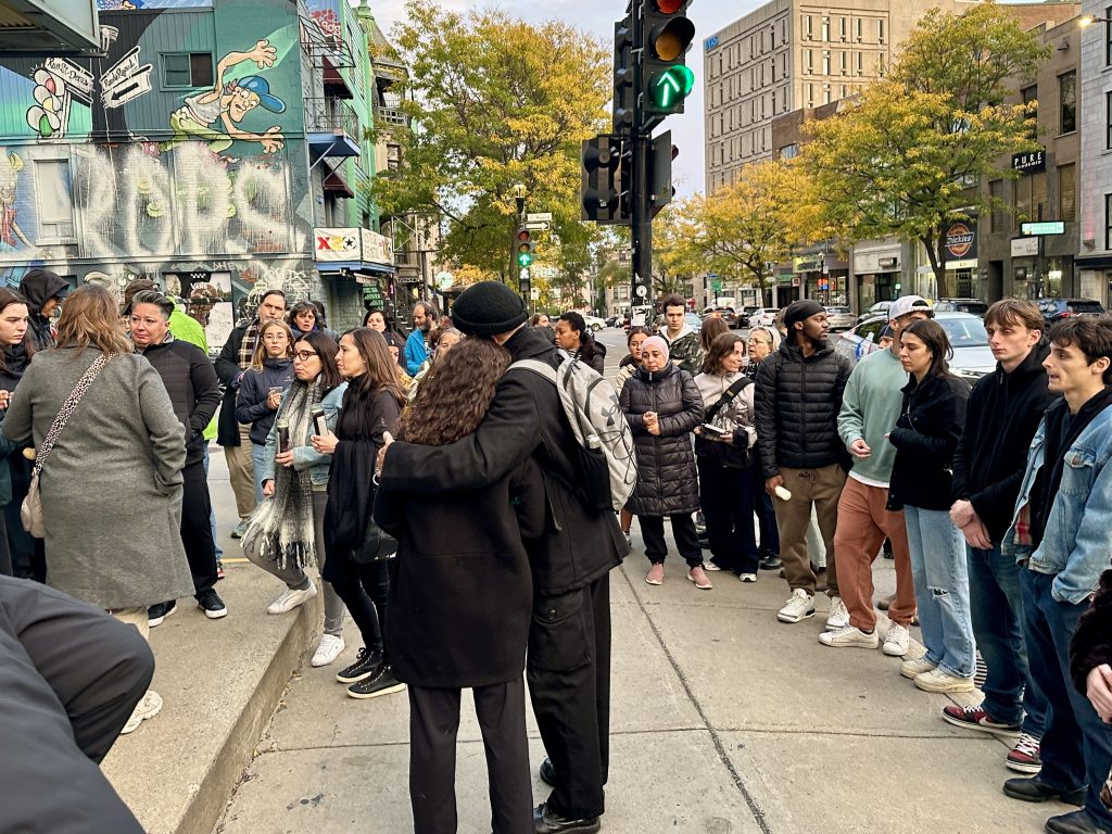 Many gathered at the vigil on Saint Denis and Rigaud Street. (Erin Seize, CityNews Image)