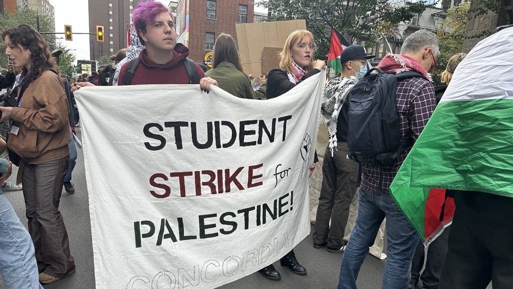 Montreal university students stage pro-Palestinian walkout on Oct. 7 anniversary