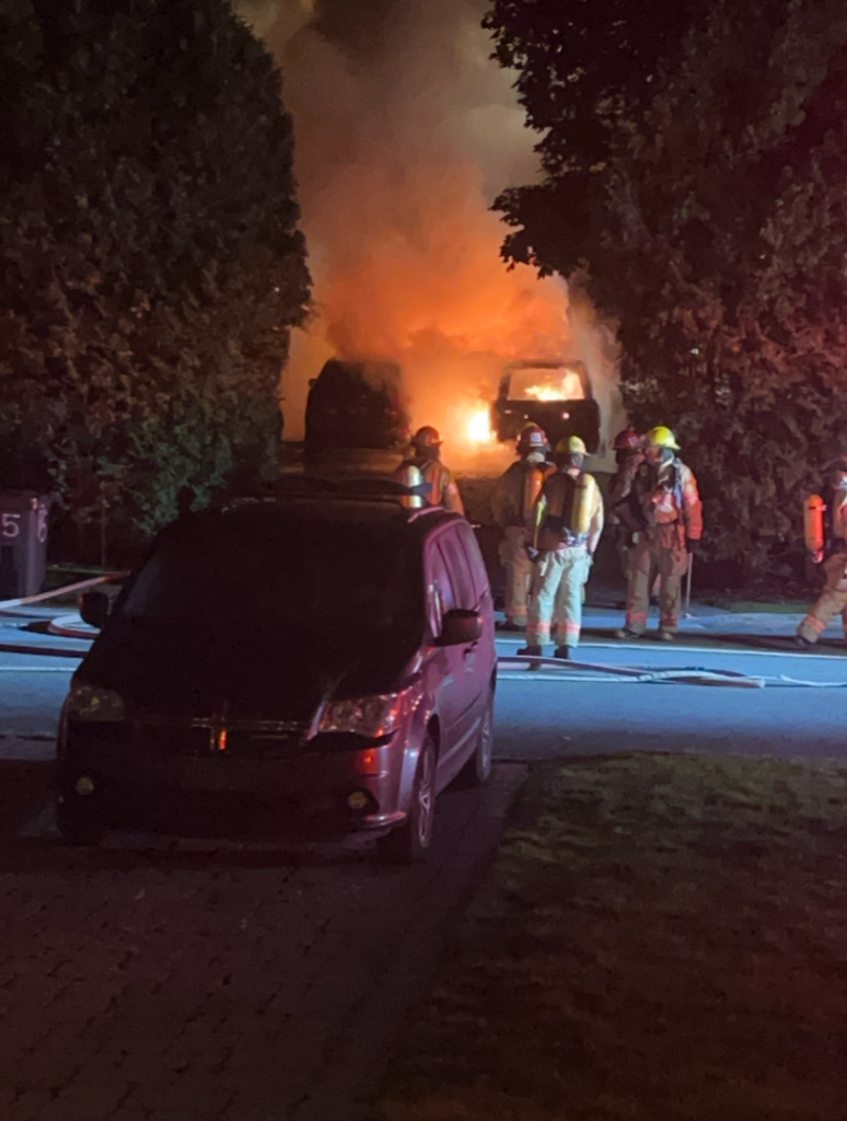 a car is seen on fire