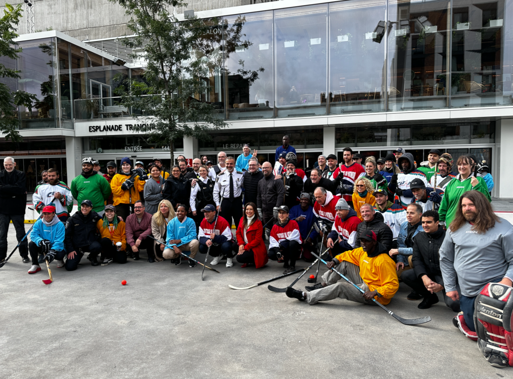 hockey players pose for a photo