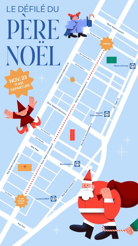 map of santa clause parade