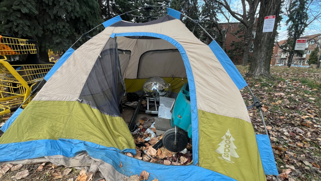 homeless encampment and tents