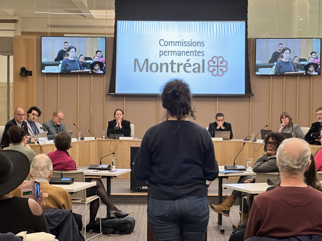 Community groups and researchers unite at Montreal City Hall to help ban police checks