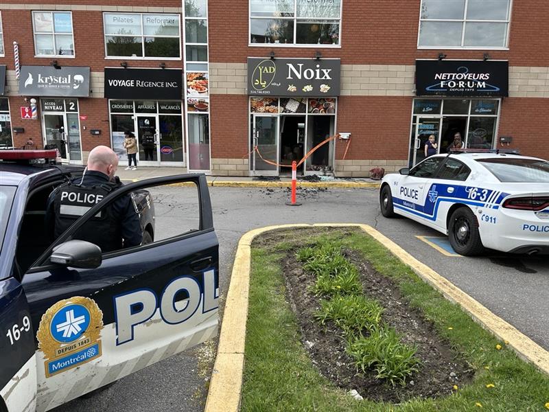 Montreal police on the scene of arson attack on Nun's Island