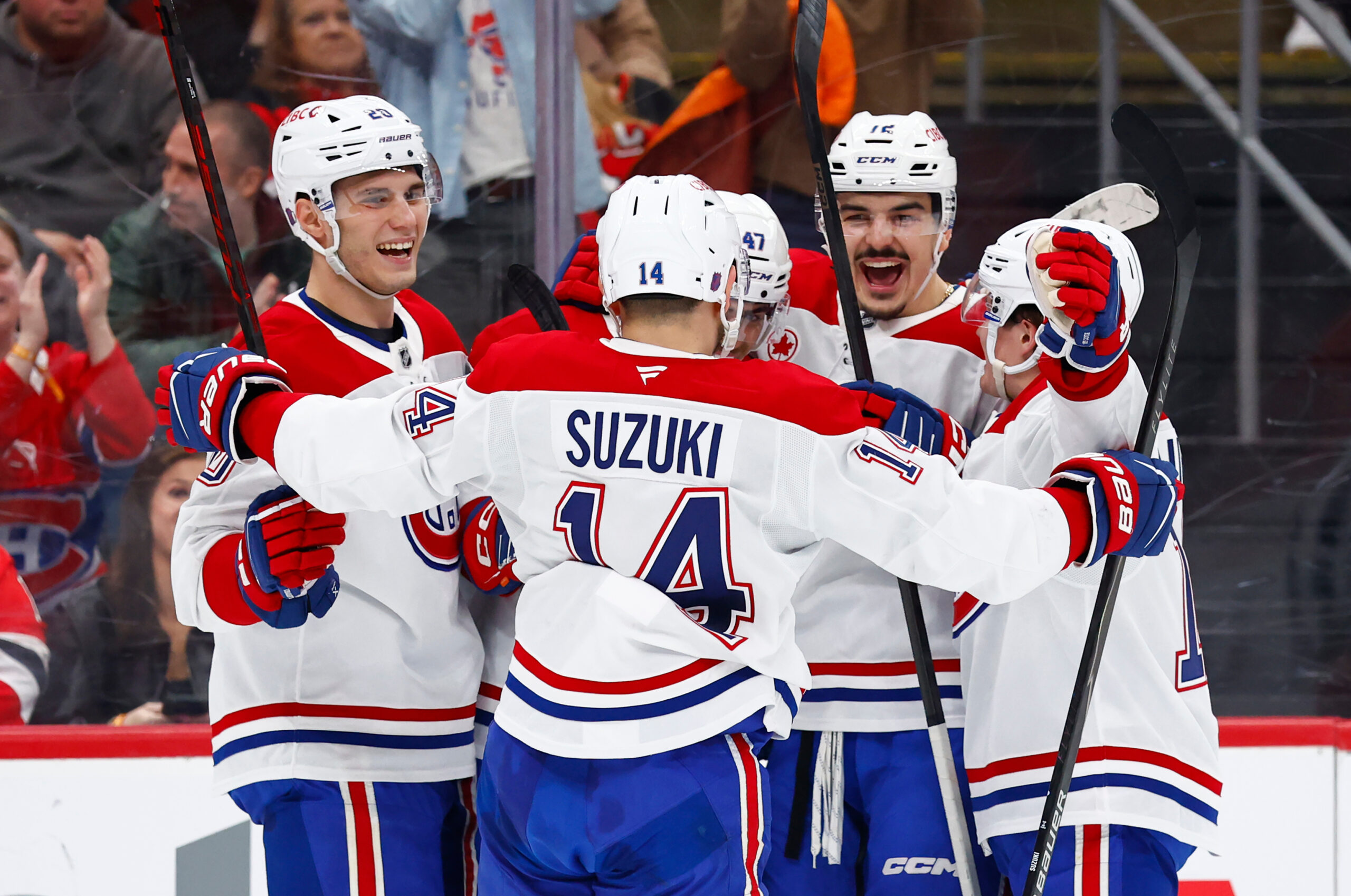Canadiens players during game action